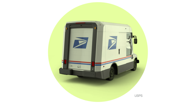 An electric USPS vehicle