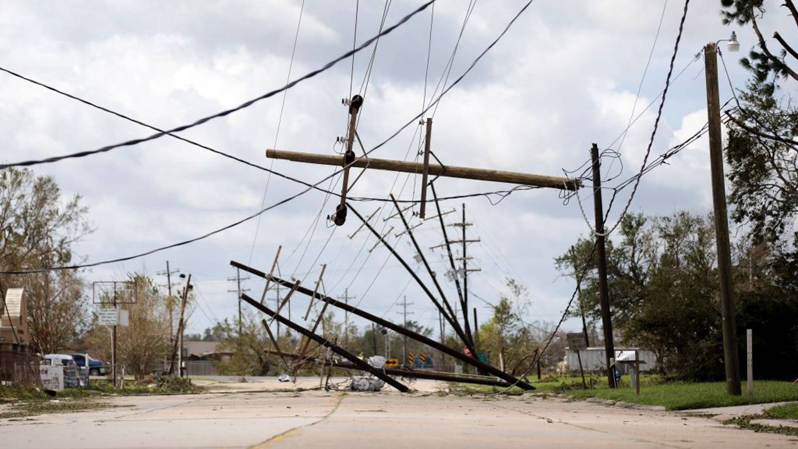 Power lines down in Louisiana after storm