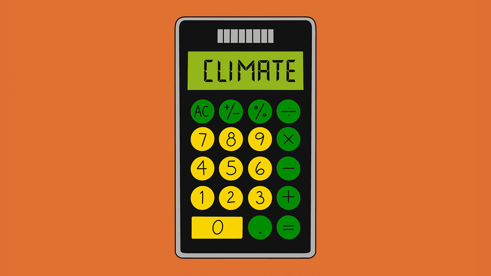 Illustration of a calculator with the screen spelling out the word 