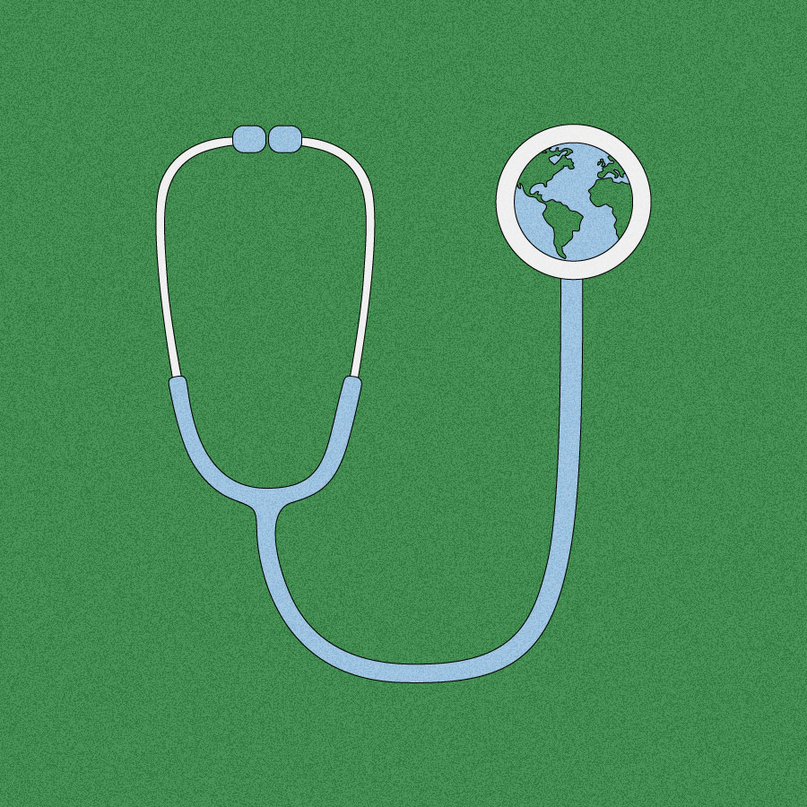 Illustration of stethoscope with earth as the end piece