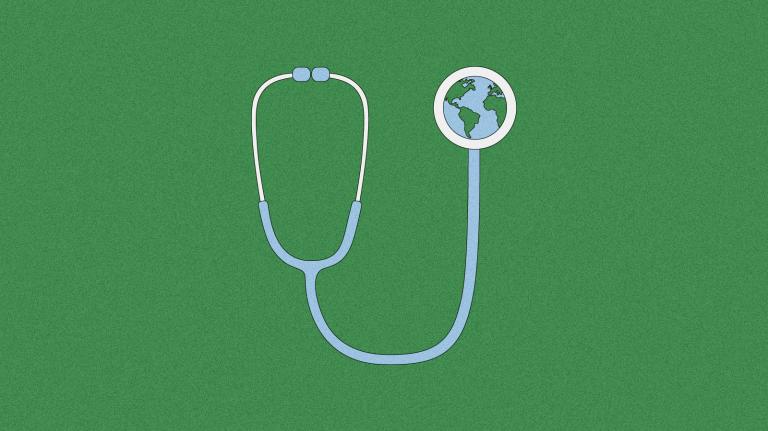 Illustration of stethoscope with earth as the end piece