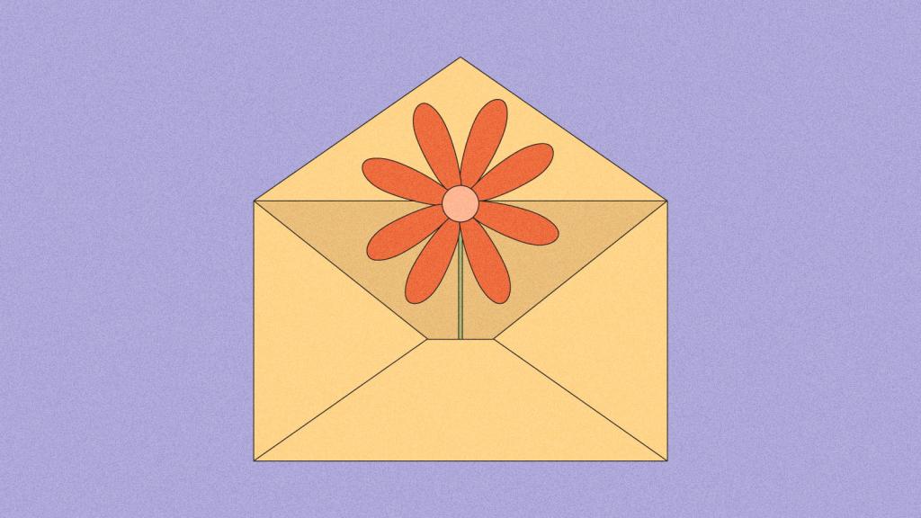 Illustration of flower popping out of an envelope