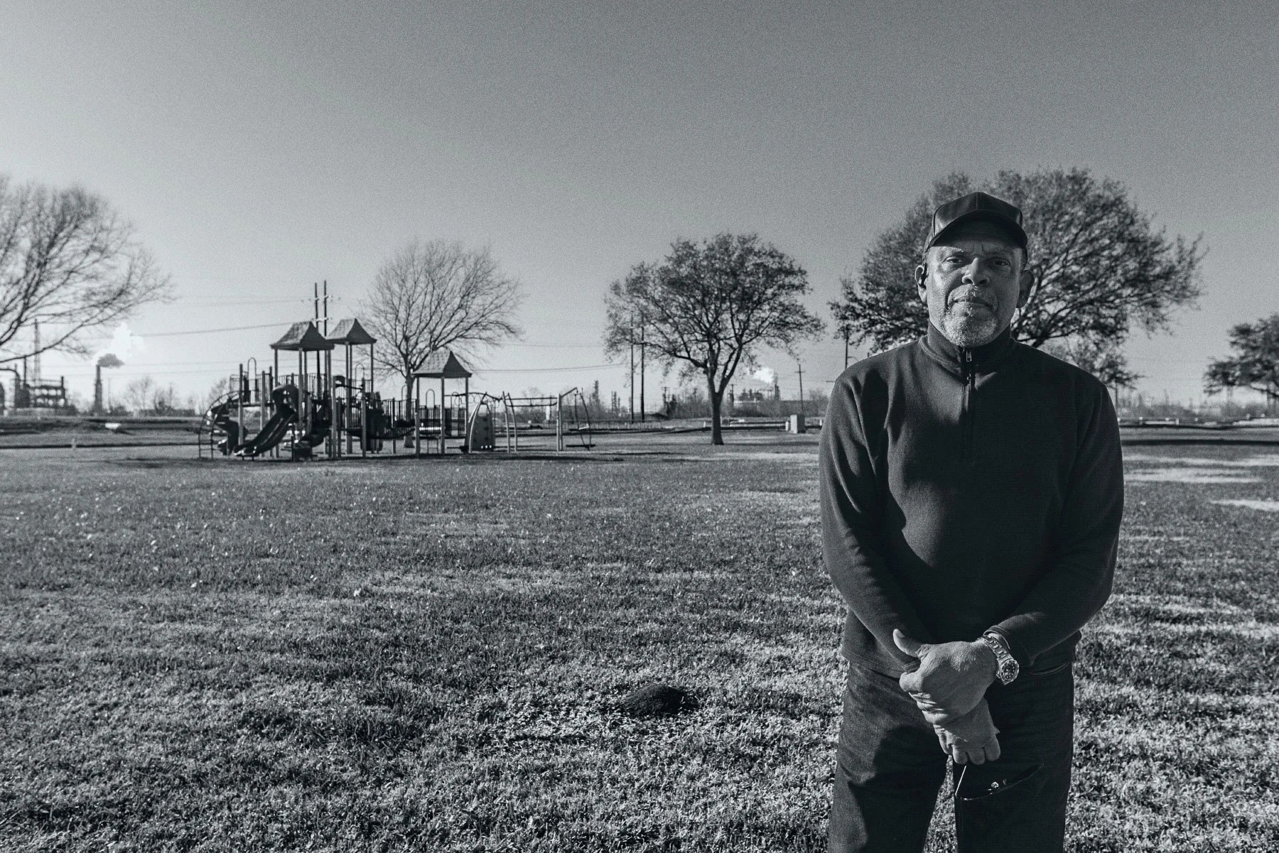 Man stands in front of playground in Port Arthur Texas