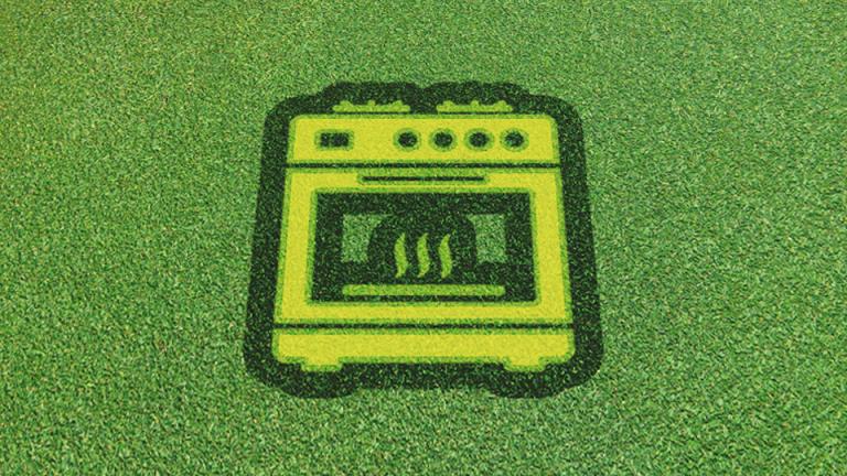 Gas stove painted on grass