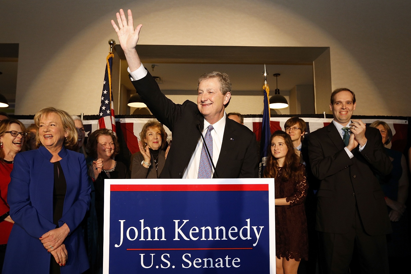 Senator John Kennedy, a Republican from Louisiana, delivers a victory speech during an election party on December 10, 2016 in Baton Rouge, Louisiana.