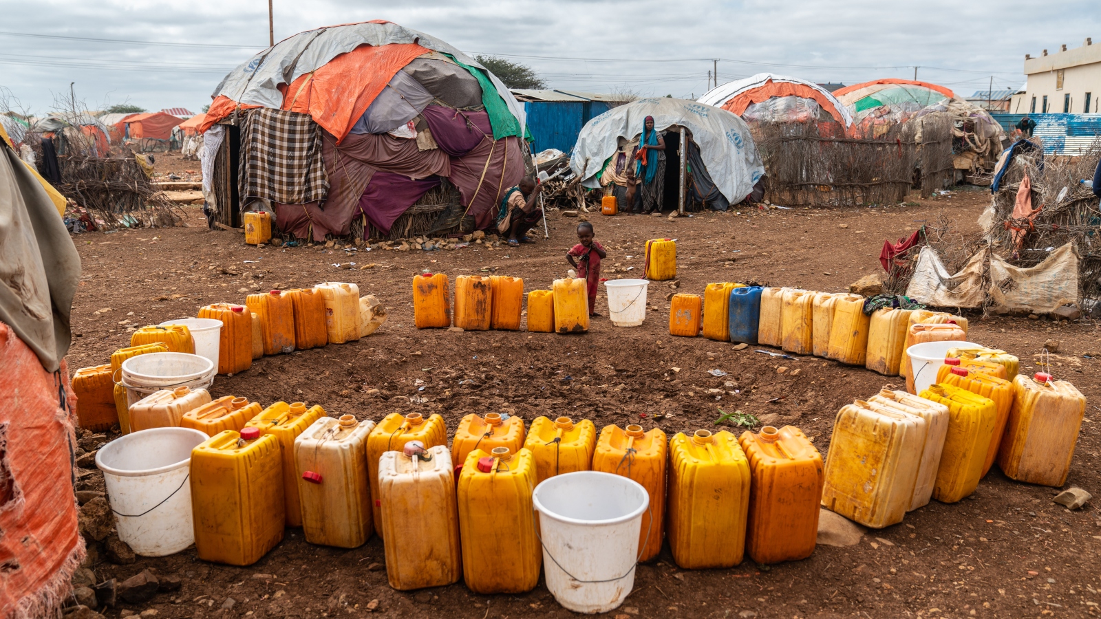 The general view of the Baidoa displaced persons settlement in Baidoa, Somalia. Hundreds of thousands of Somalis arrived at the camp last year during a severe drought.
