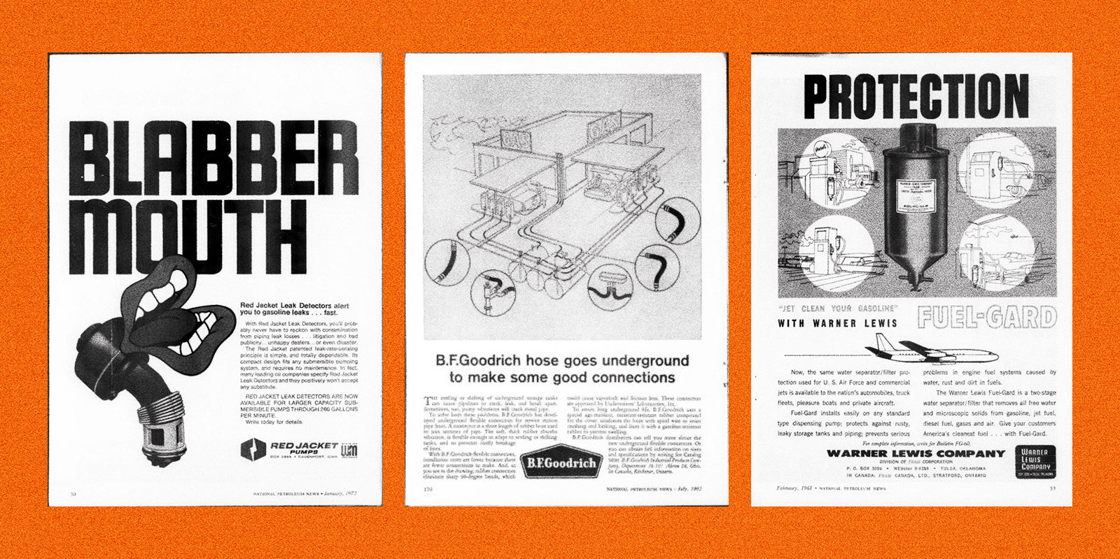 Three ads from the National Petroleum News trade journal
