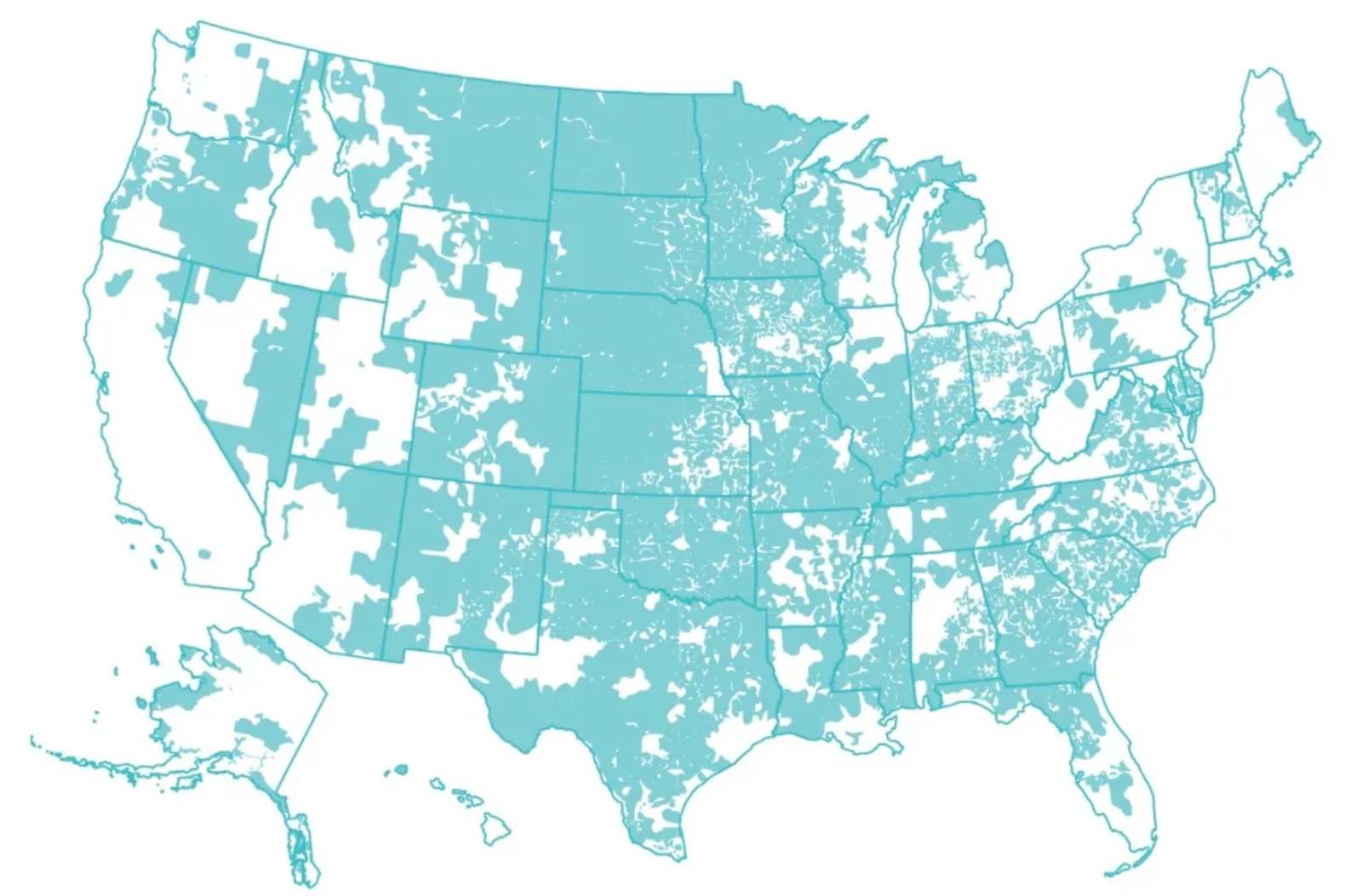A map of the US that is almost entirely covered in blue.
