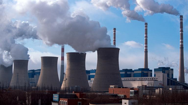 Emissions come from a coal-fired power plant
