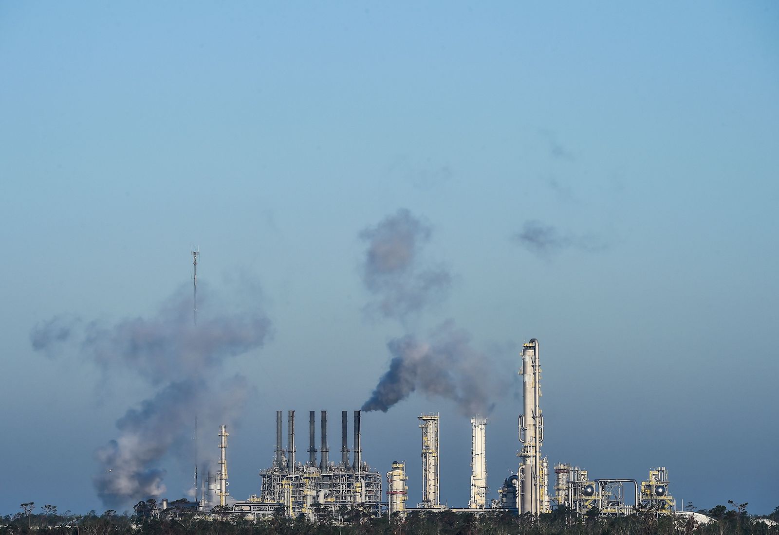 Petrochemical plants release black emissions