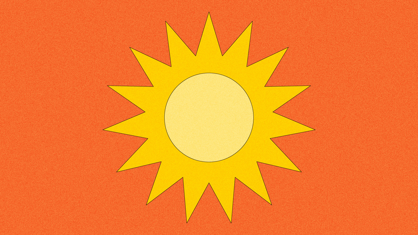Illustration of yellow sun on orange background