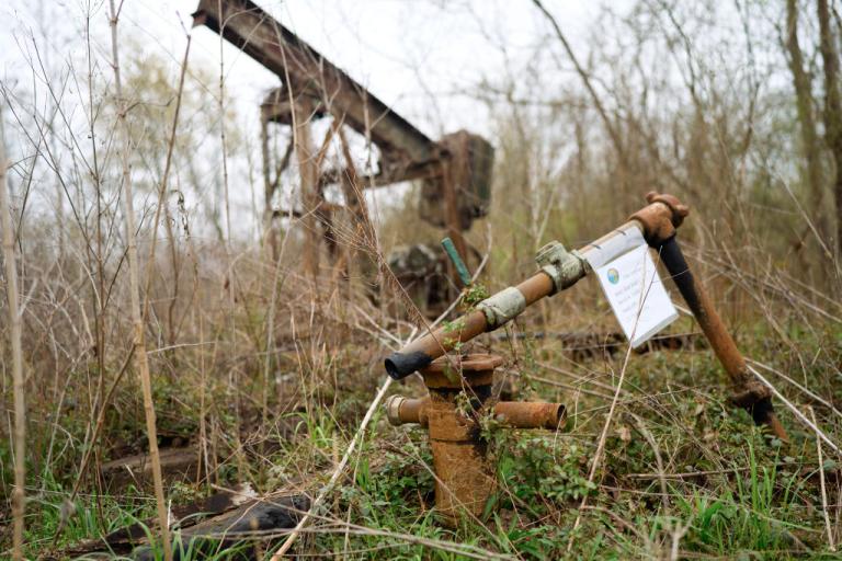 A rusty orphaned well in Louisiana