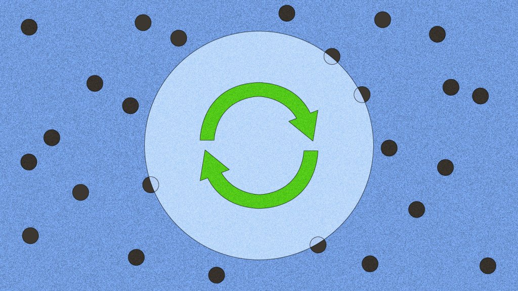 Illustration of a clean air bubble within smoky air full of particles