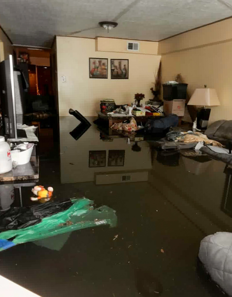 A completely flooded room.