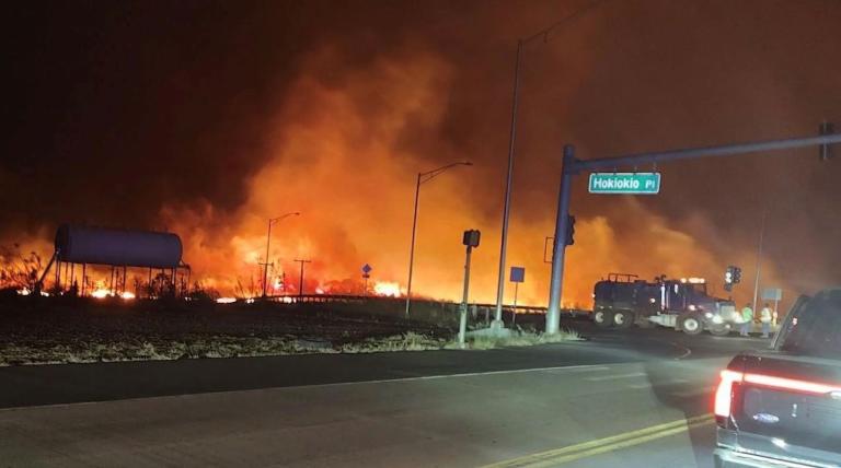 fires burn near an interesection