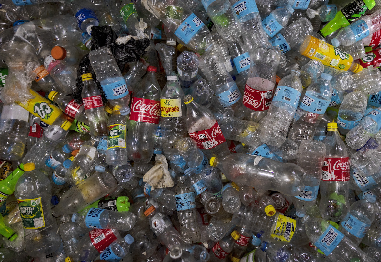 Dirty plastic bottles in a heap