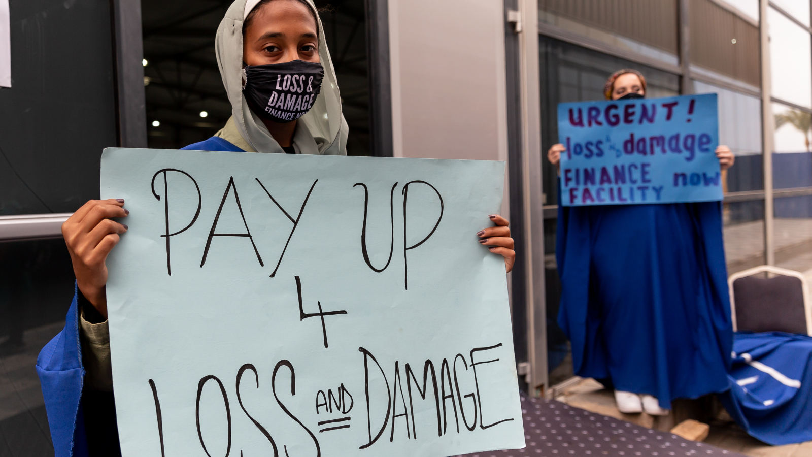 Women activists protest and demand a Loss and Damage fund during the COP27 UN Climate Change Conference, held by UNFCCC in Sharm El-Sheikh International Convention Center, Egypt on November 17, 2022.