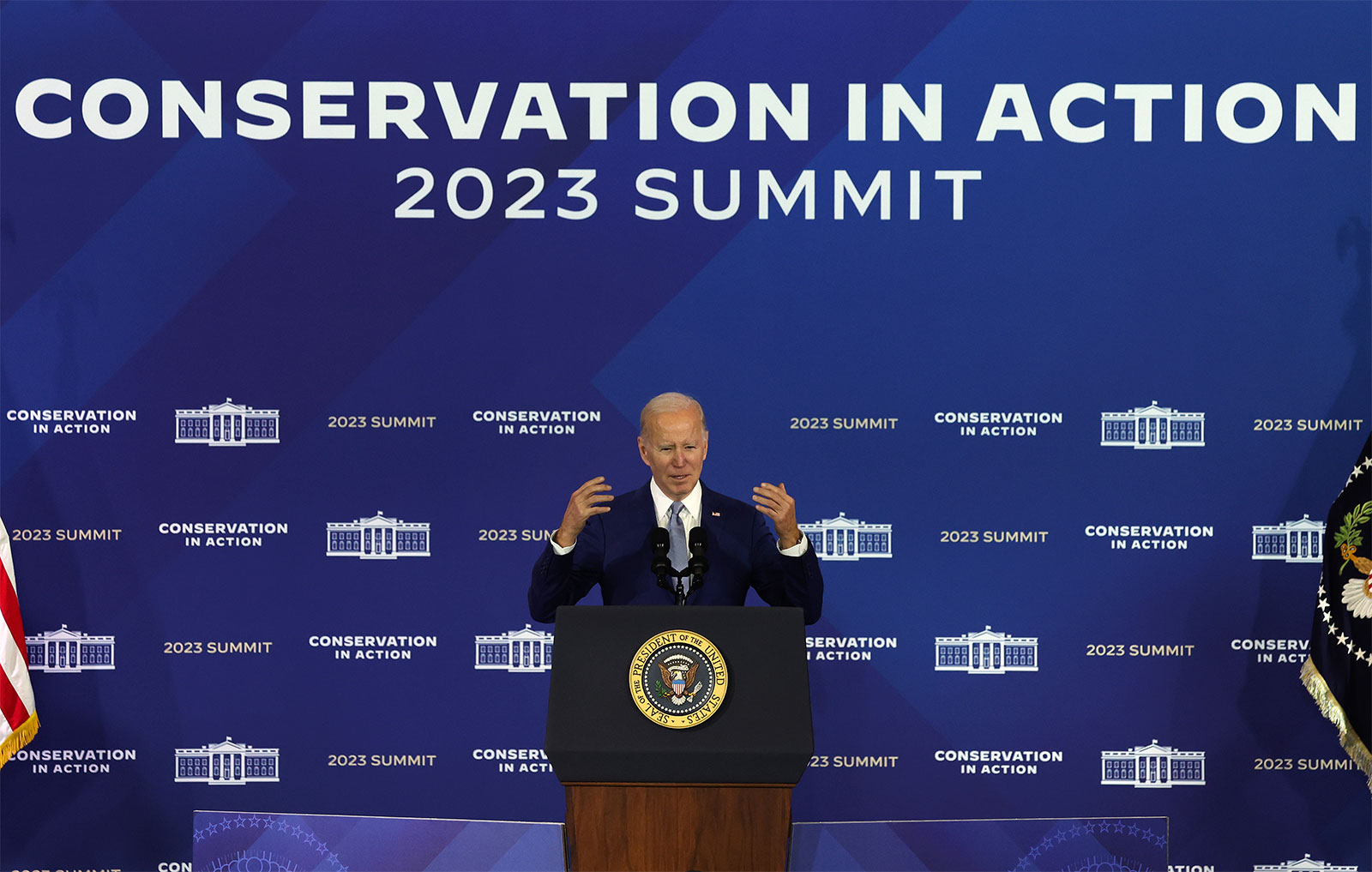 President Joe Biden delivering a speech at Conservation Action Summit 2023