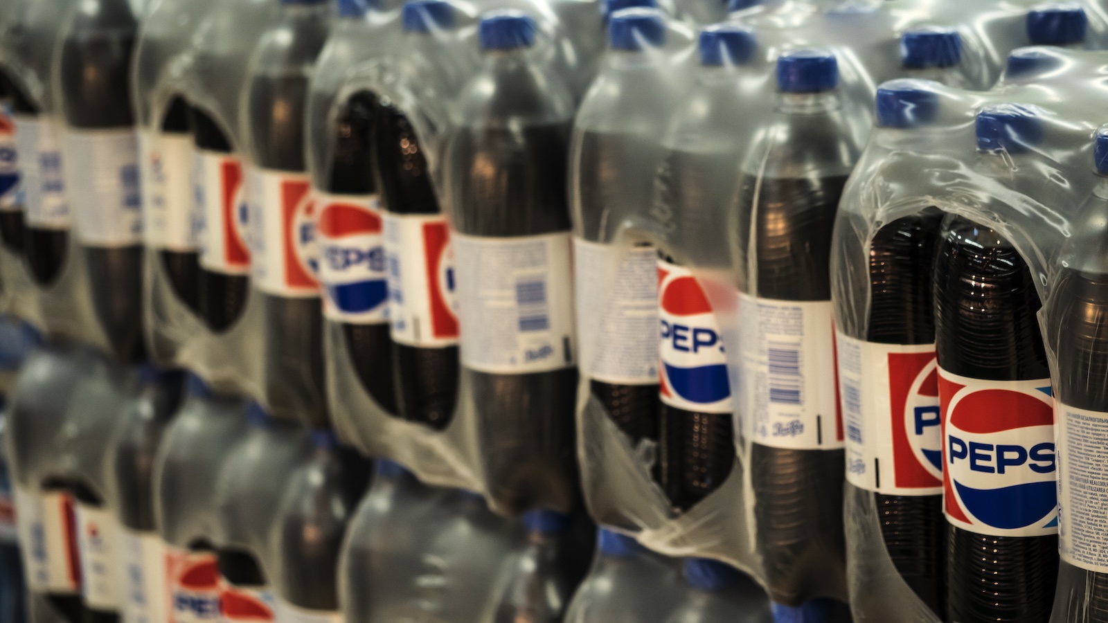 cases of Pepsi bottles