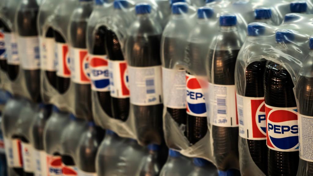 cases of Pepsi bottles