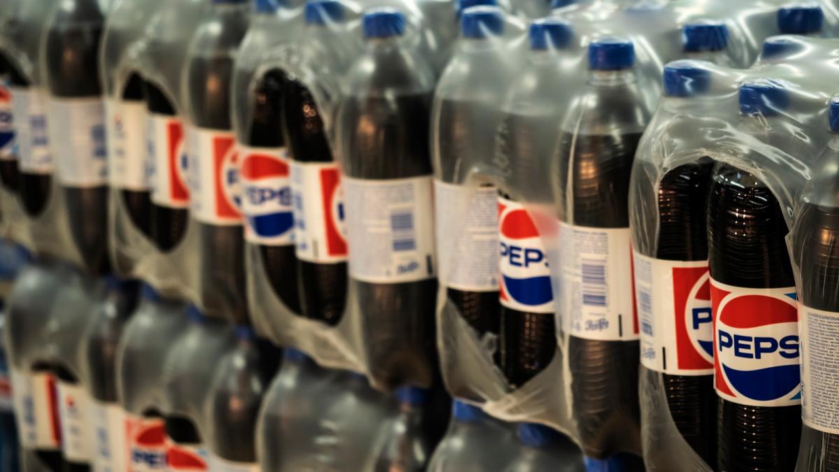 cases of Pepsi bottles