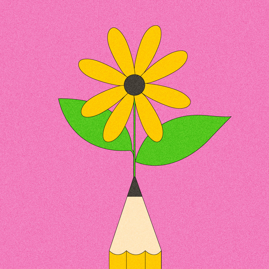 Illustration of flower growing from pencil