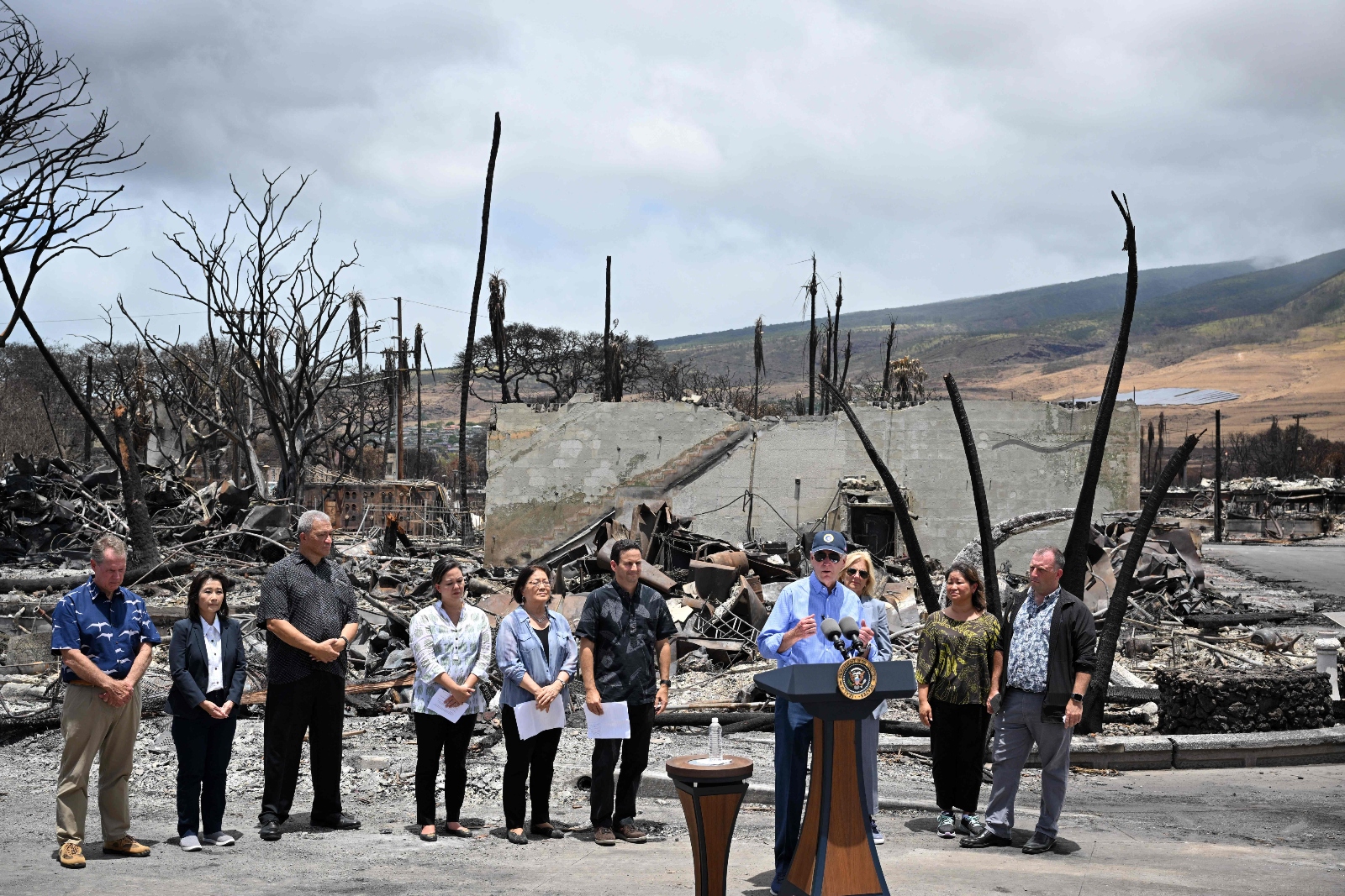 President Joe Biden delivers remarks as he visits an area devastated by the West Maui wildfire in August. The wildfire was the deadliest in modern U.S. history.