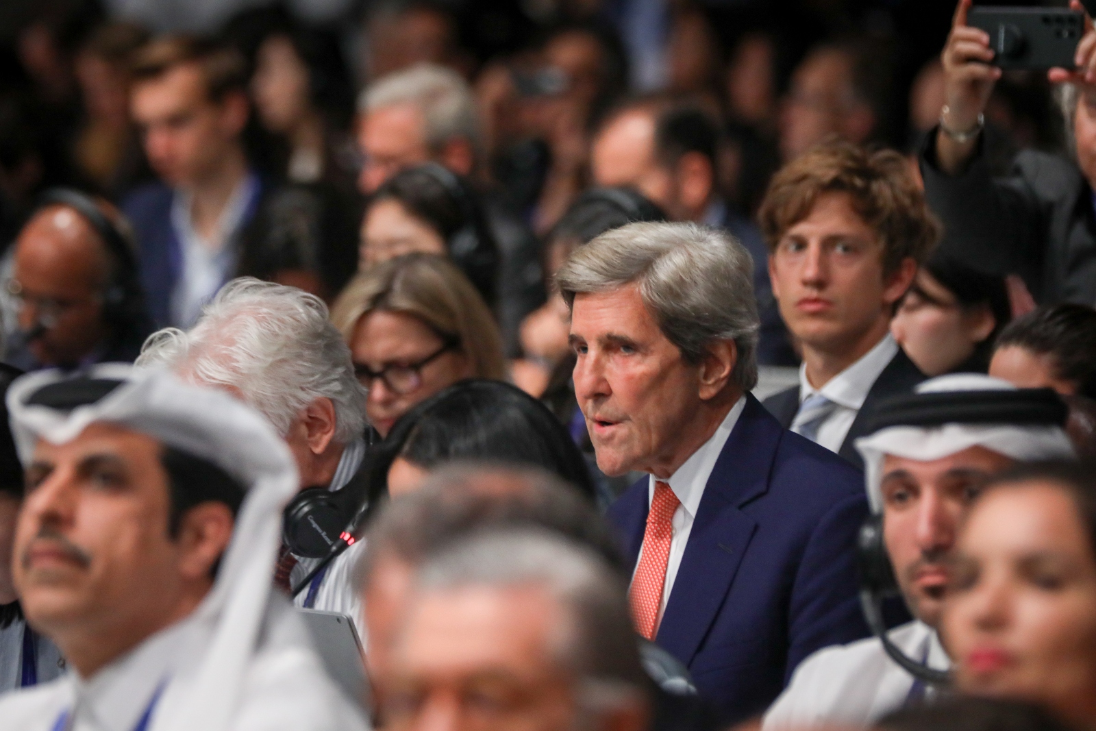 John Kerry, the United States climate envoy, attends day thirteen of COP28. Kerry pushed back against attempts to weaken language on fossil fuels.