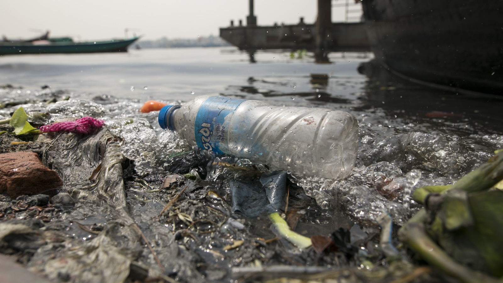 Plastic water bottle n beach