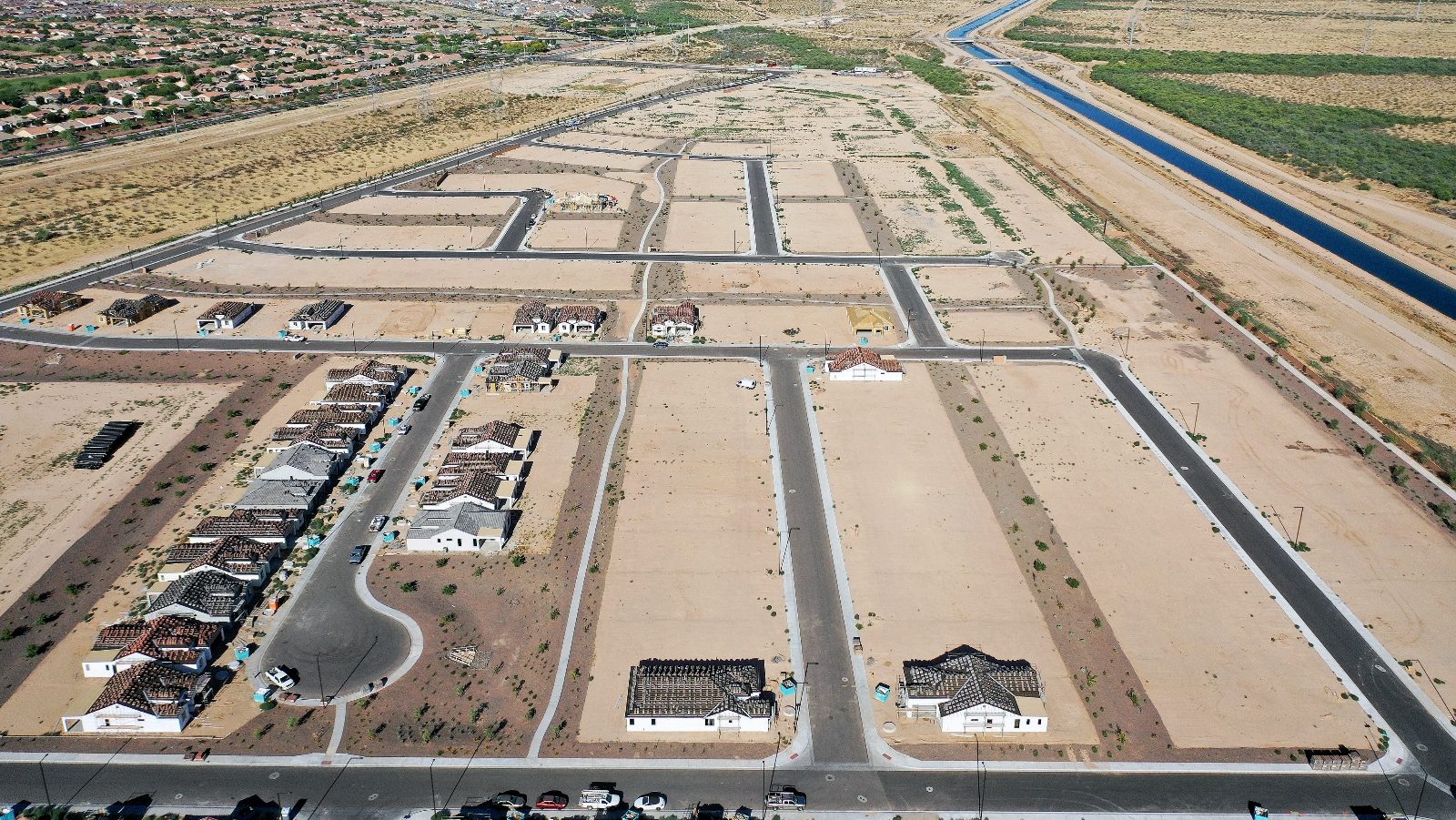 An aerial view of homes under construction in Buckeye, Arizona, outside of Phoenix. The state government paused new housing construction in the area last year over concerns about water availability.