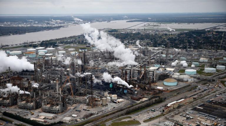 An aerial shot of a Shell oil refinery in Louisiana