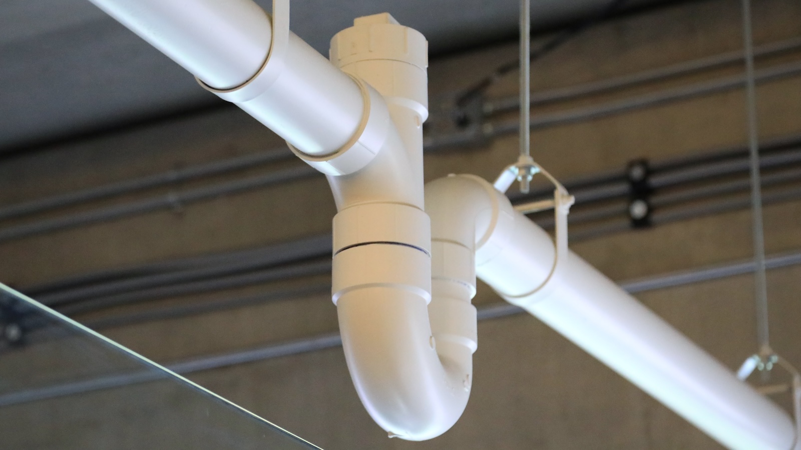 PVC pipe hanging from ceiling