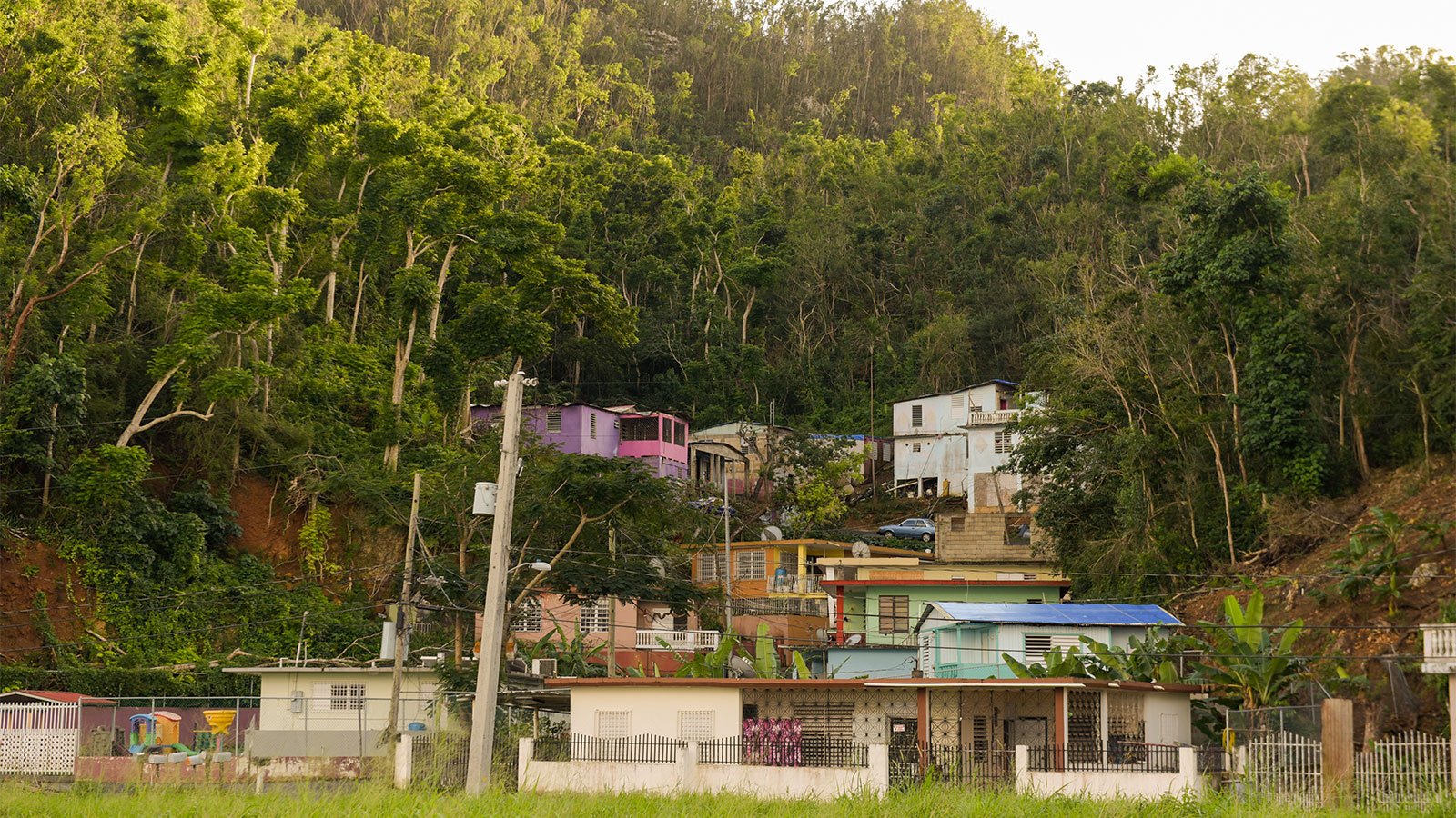 homes showing hurricane damage in Puerto Rico