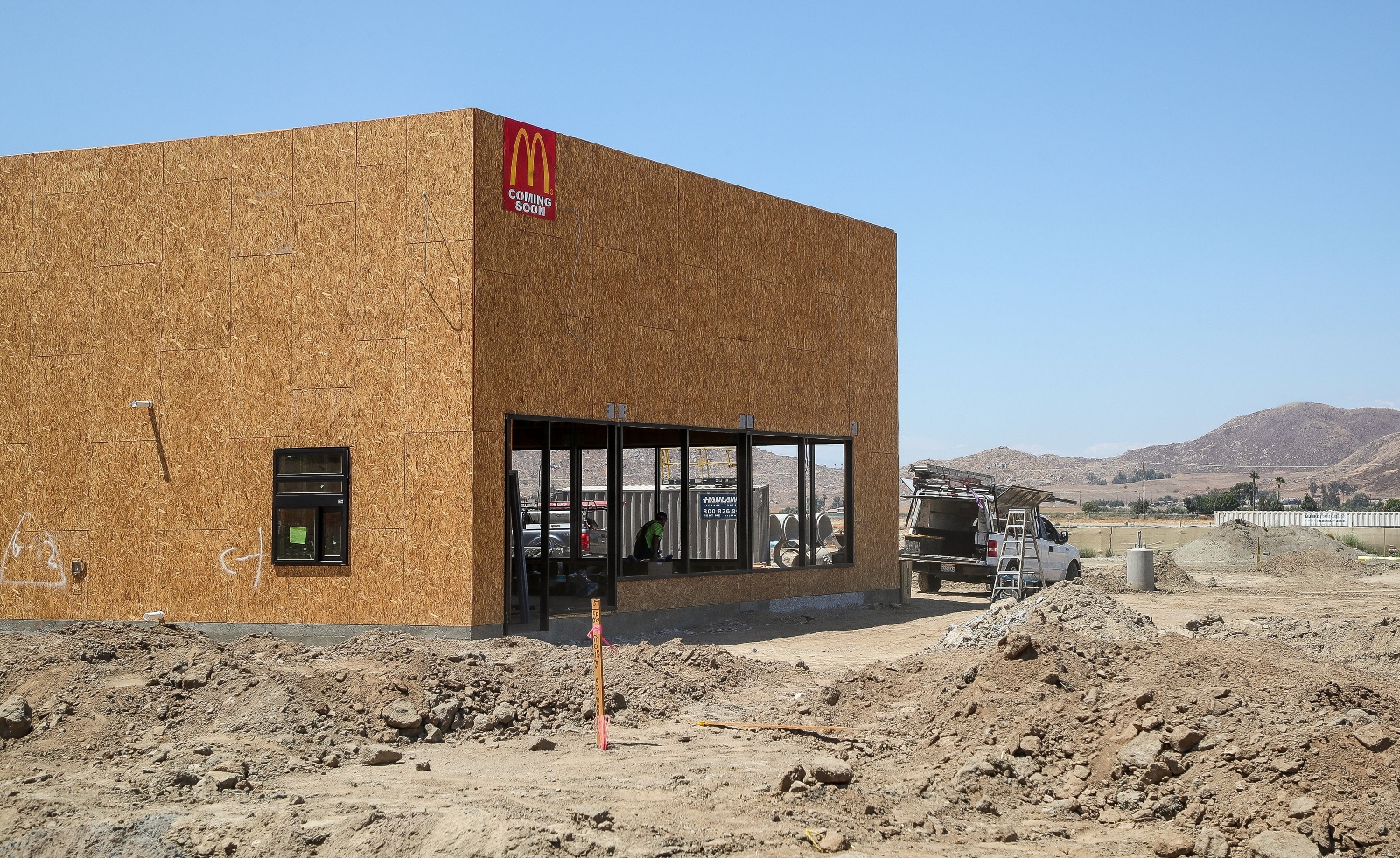 A new McDonald’s under construction on Domenigoni Parkway in Winchester, California,