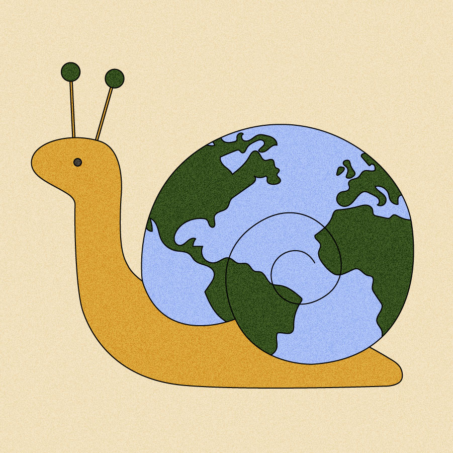 Illustration of snail with earth-patterned shell