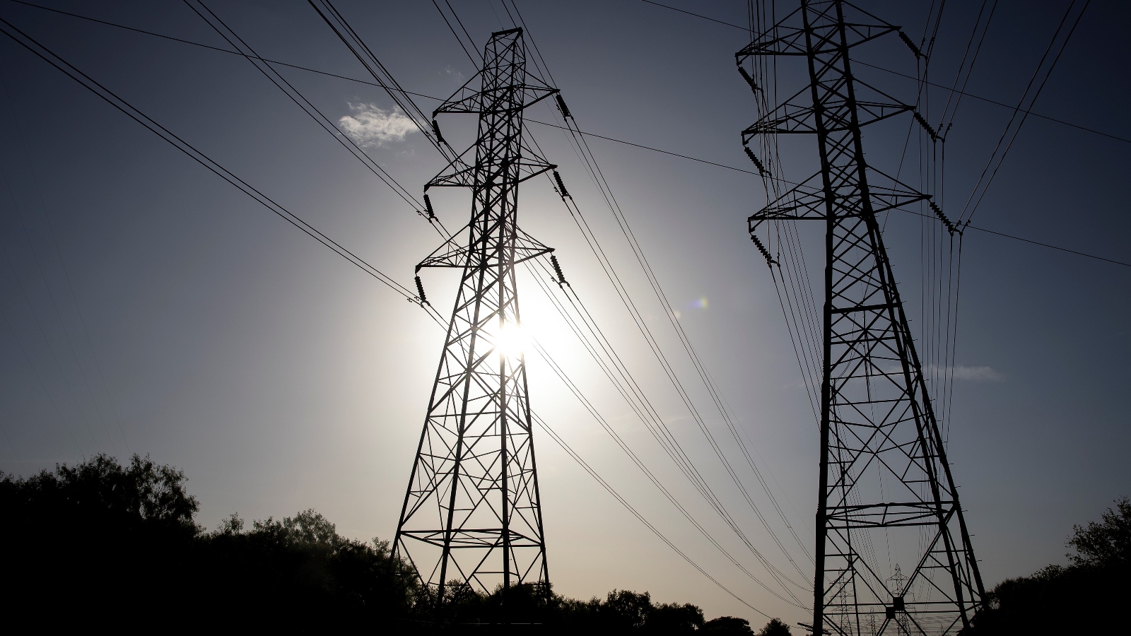 Power transmission lines span toward San Antonio, Texas, the United States, on July 18, 2022.