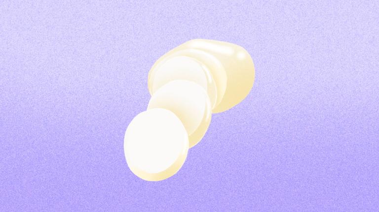 Illustration of sliced mozzarella cheese on purple background