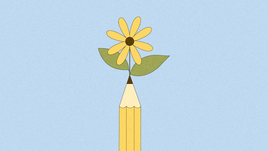 Illustration of pencil with flower sprouting from the top