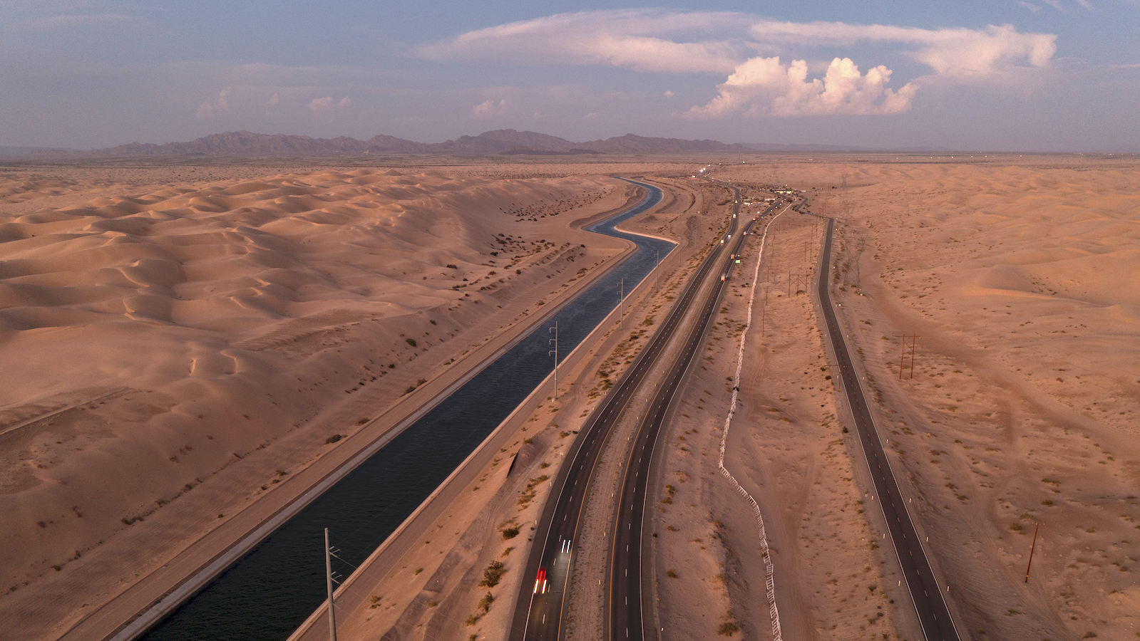A road stretches through the desert
