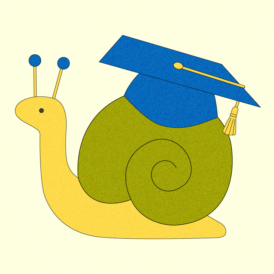 Illustration of snail wearing graduation cap