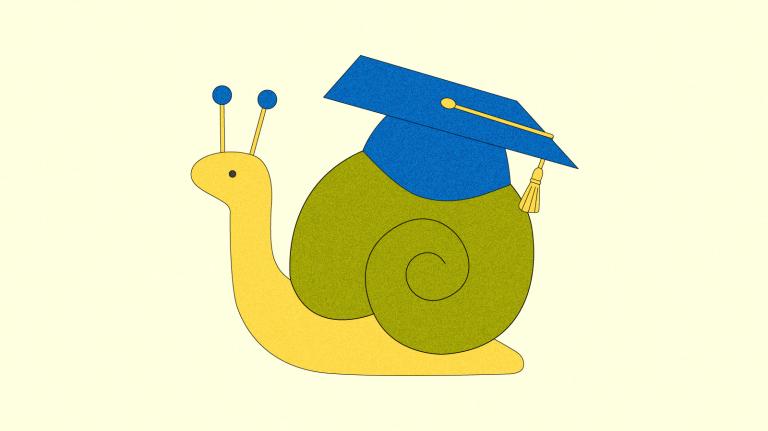 Illustration of snail wearing graduation cap