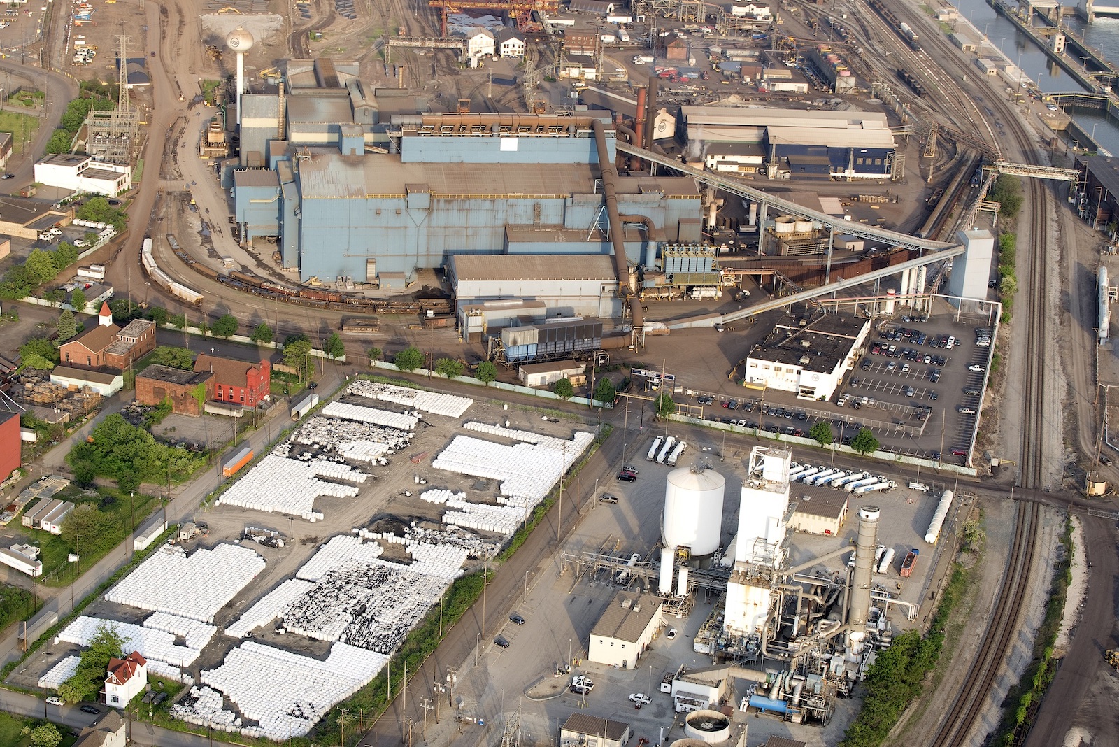 An aerial view of an industrial plant