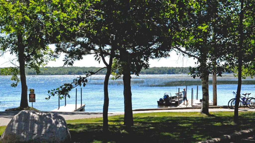 View of Lake Mille Lacs between trees