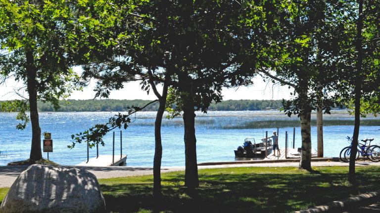 View of Lake Mille Lacs between trees