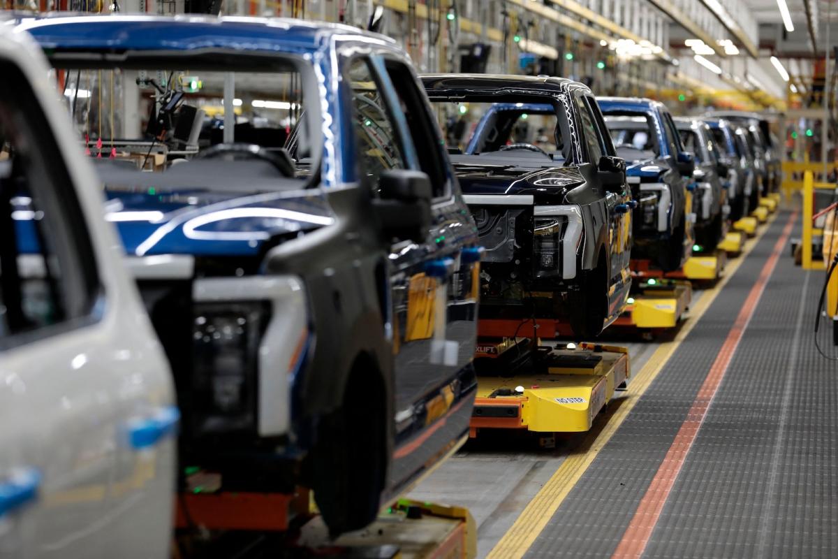 cars on a production line