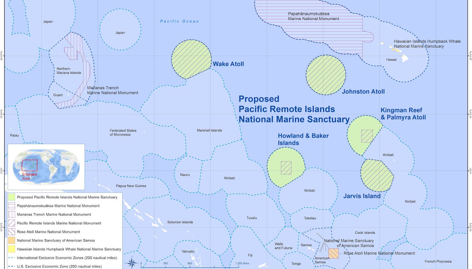 This is a map of the proposed Pacific Remote Islands National Marine Sanctuary.