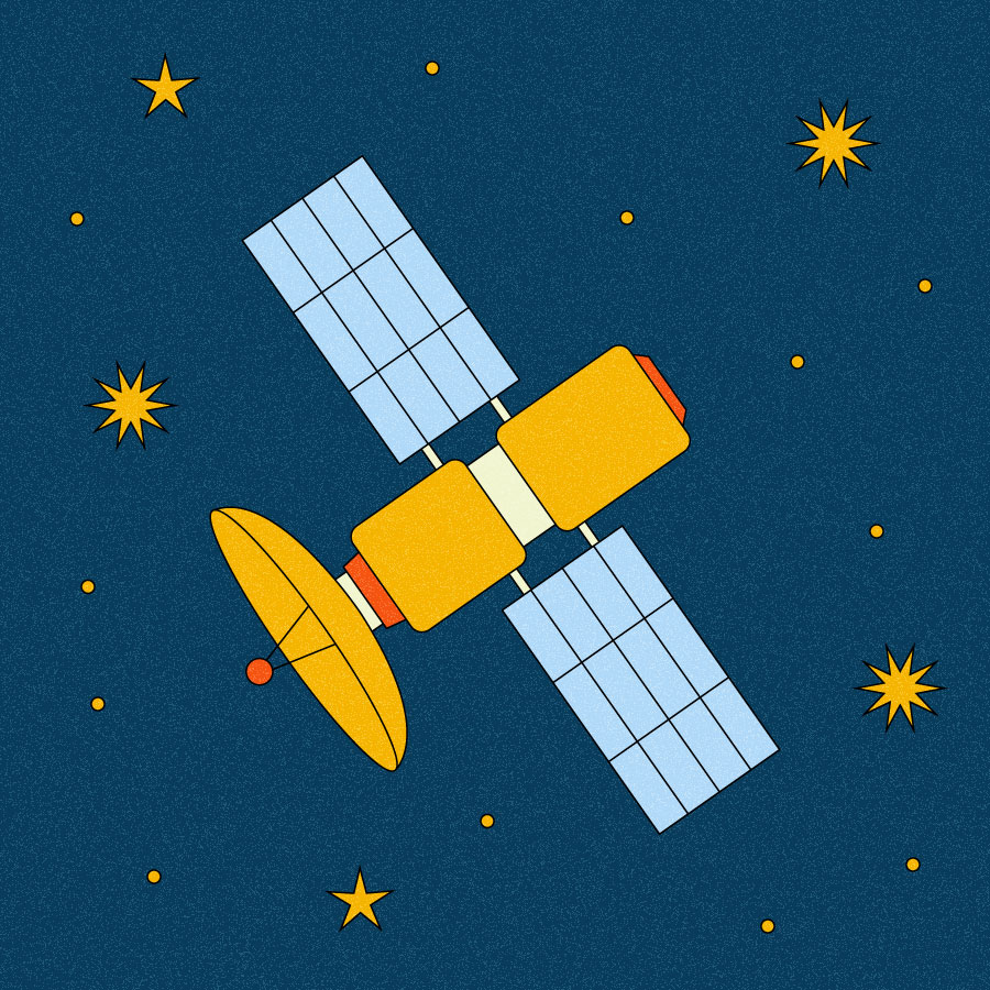 Illustration of satellite between stars