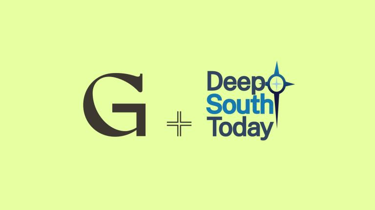 A green rectangle shows the Grist logo and the Deep South Today logo