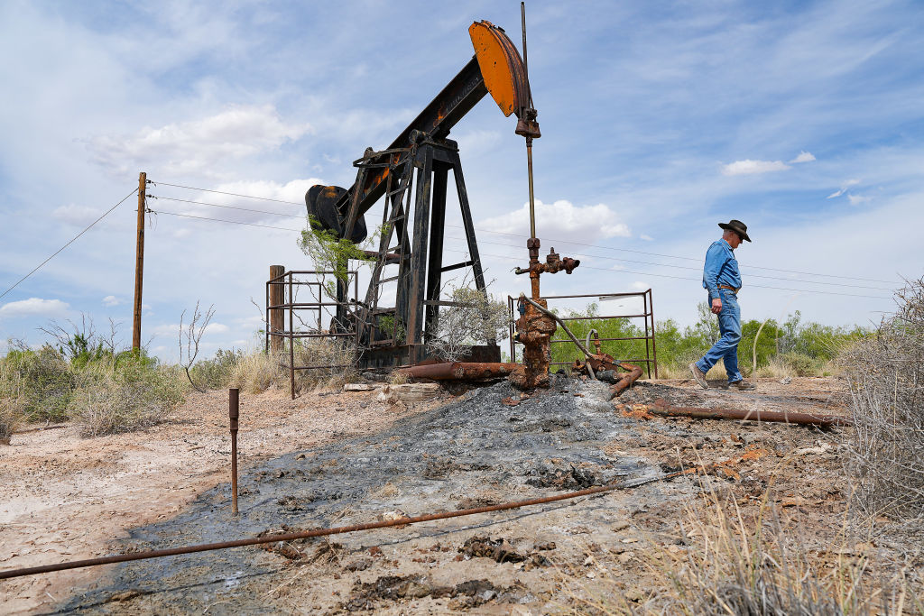 Oil well with gray substance leaking