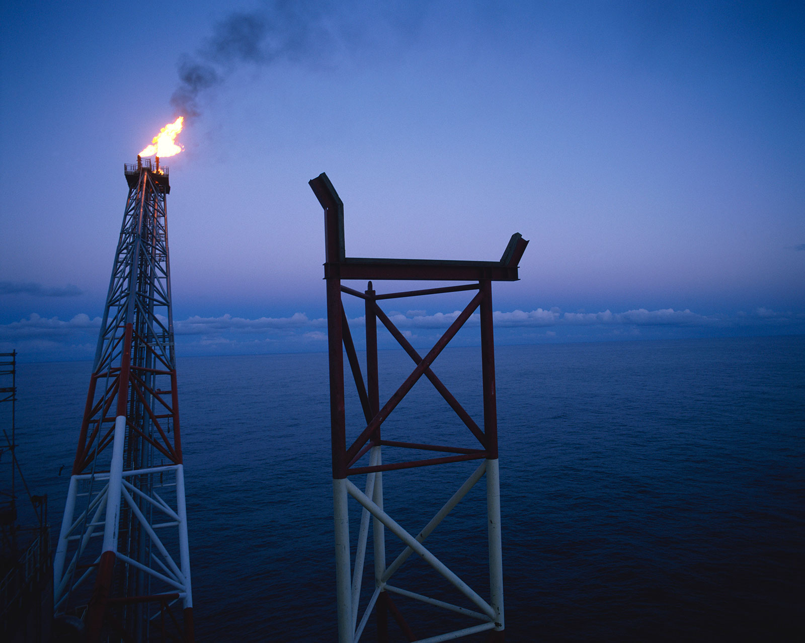 a flaring offshore oil rig